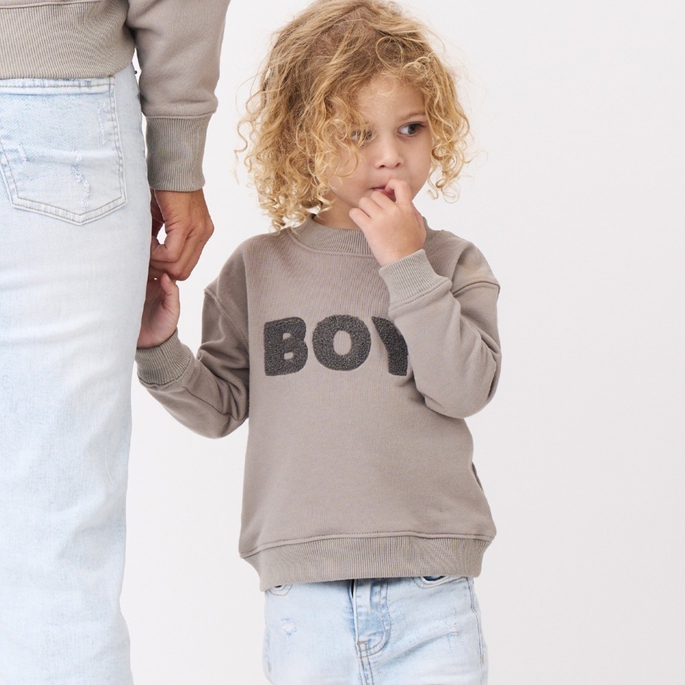 LeLaLo Boy Chenille Sweatshirt - Gray. Size: 3T